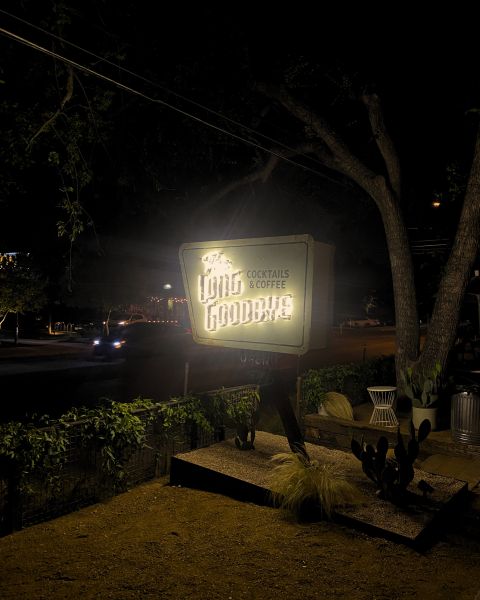 A classic Austin neon sign at The Long Goodbye.