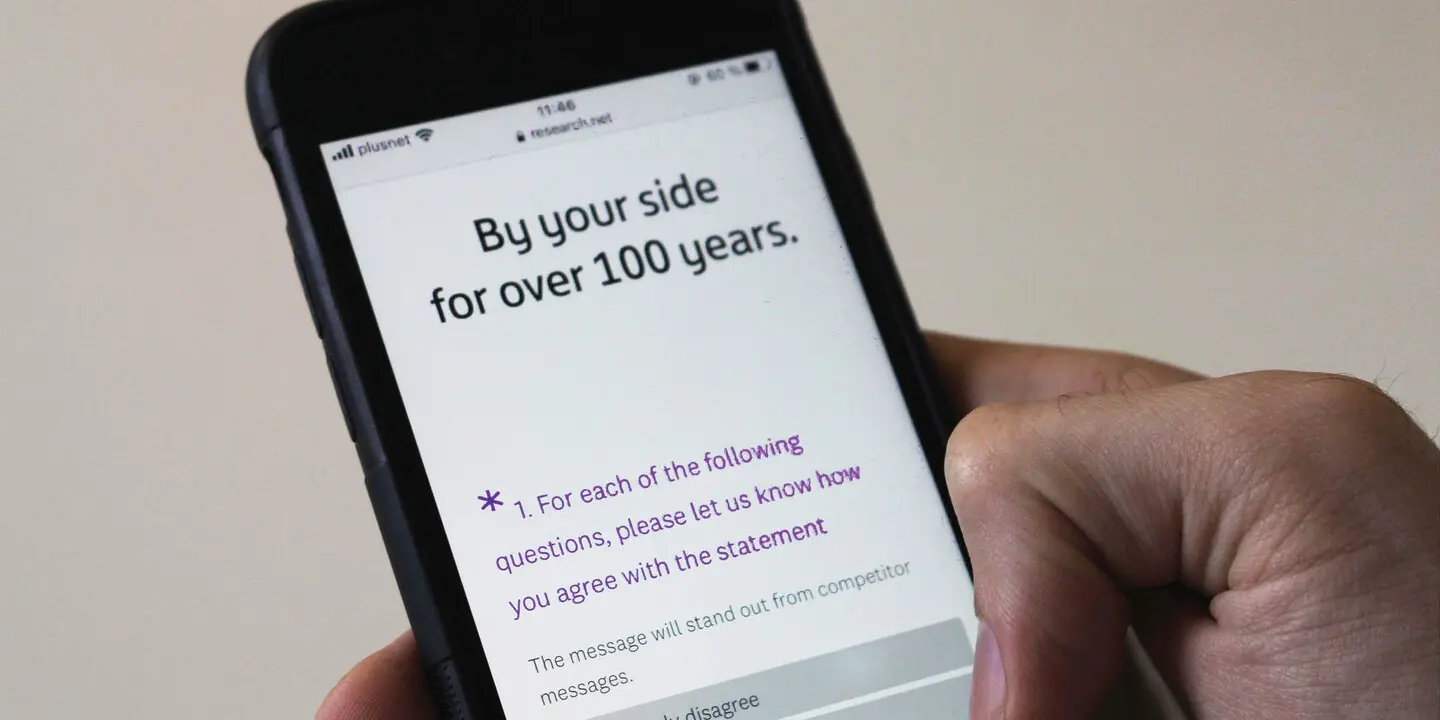 Survey activity asking which font makes the sense with the statement "By your side for over 100 years." Survey activity asking which font makes the sense with the statement "By your side for over 100 years."