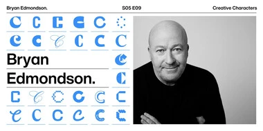 Potrait of Bryan Edmonson, surrounded by colorful graphic design elements.